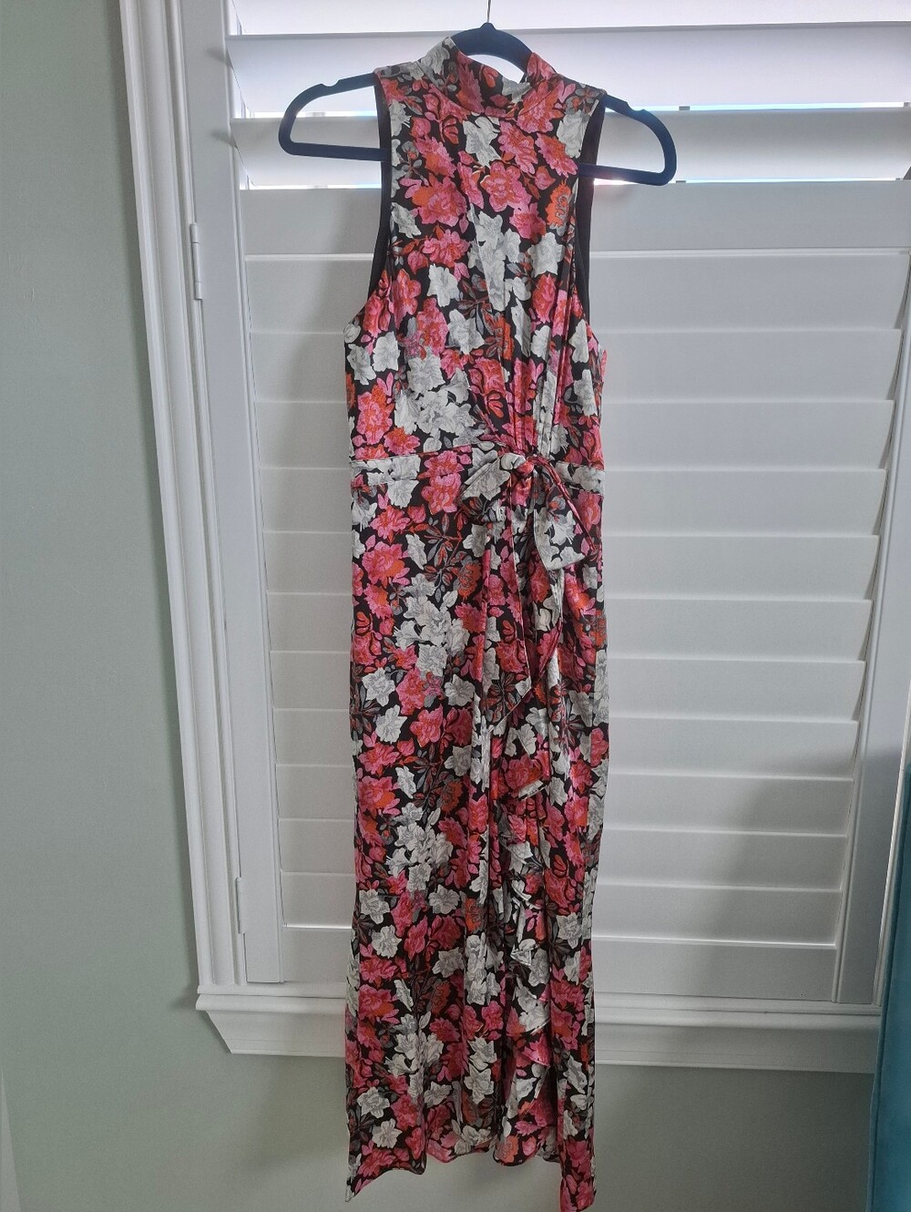 cinq a sept size 0 Floral Tie-Waist Maxi Dress in Pink, White and Black NWT
